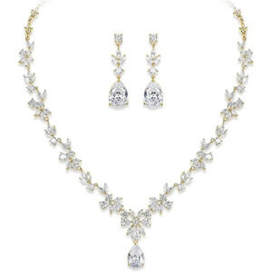 ❤️Women White Bridal Jewelry Set  Flower Leaf Necklace Jewelry